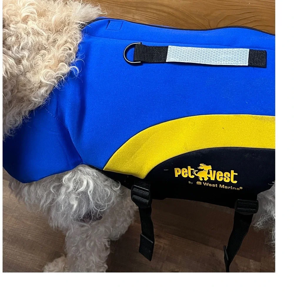 PetVest By West Marine Dog Life Vest Jacket Blue Yellow Safety Pet Gear‎ XL
